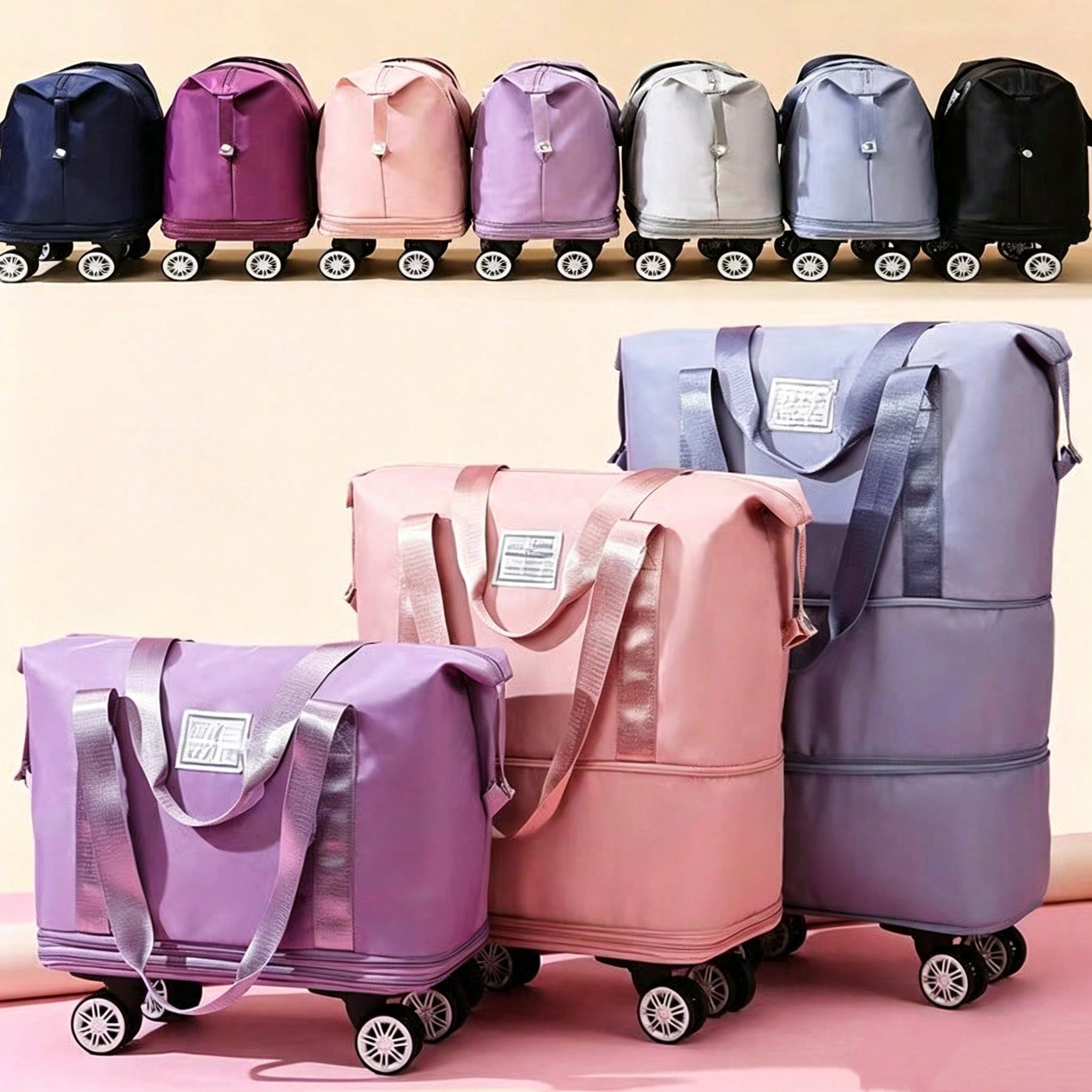 Foldable Rolling Luggage Bag - 확장 가능한 롤링 더플 백, 360도