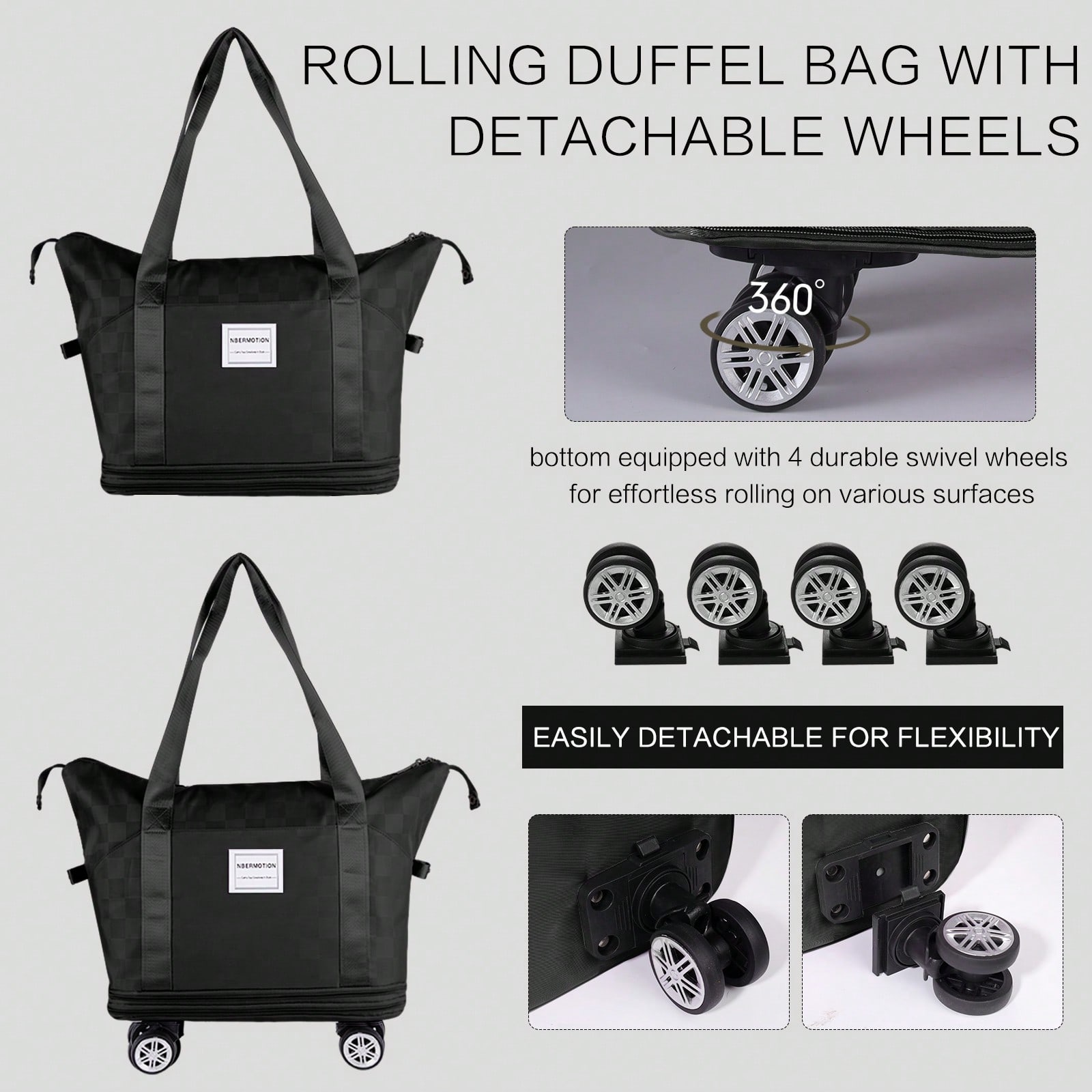 확장 가능한 롤링 더플 백, 360도 회전 기능이 있는 - Foldable Rolling Luggage Bag 리뷰 및 가격